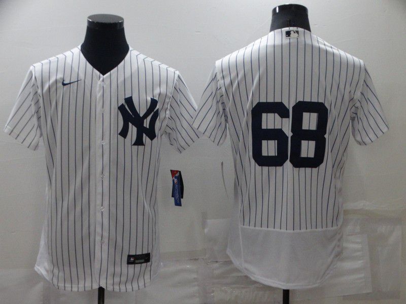 Men New York Yankees 68 No Name White Strip Elite 2022 Nike MLB Jersey